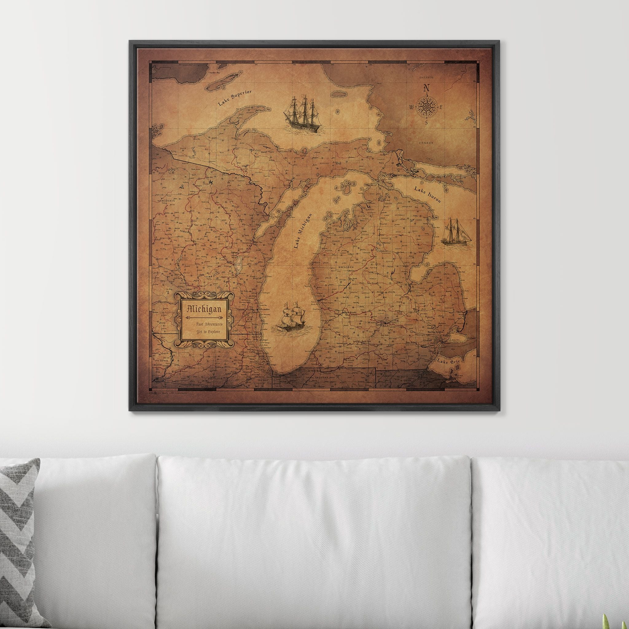 Push Pin Michigan Map (Pin Board) - Golden Aged CM Pin Board