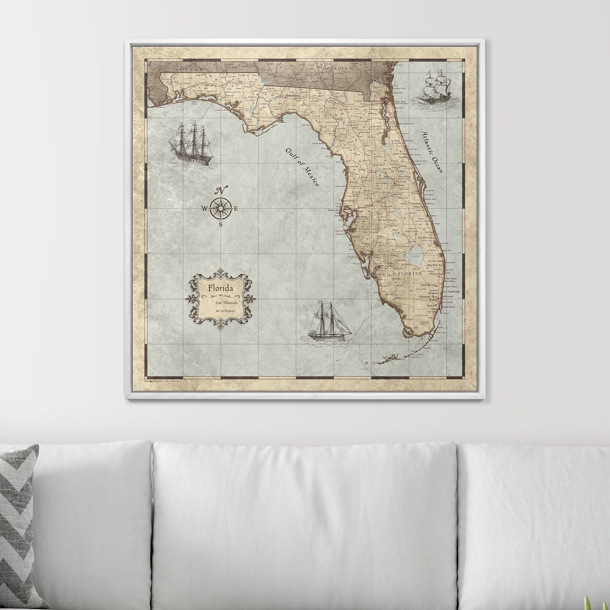 Push Pin Florida Map (Pin Board) - Rustic Vintage CM Pin Board