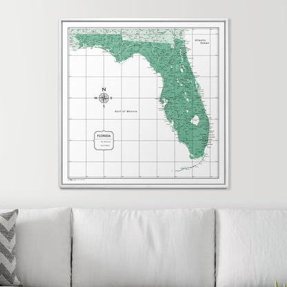 Push Pin Florida Map (Pin Board) - Green Color Splash CM Pin Board