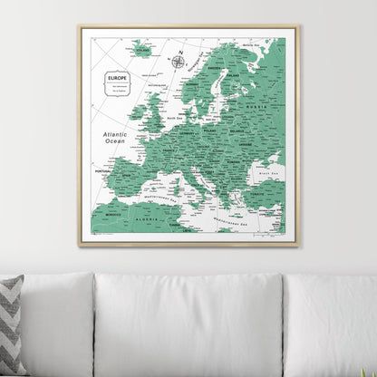 Push Pin Europe Map (Pin Board) - Green Color Splash CM Pin Board