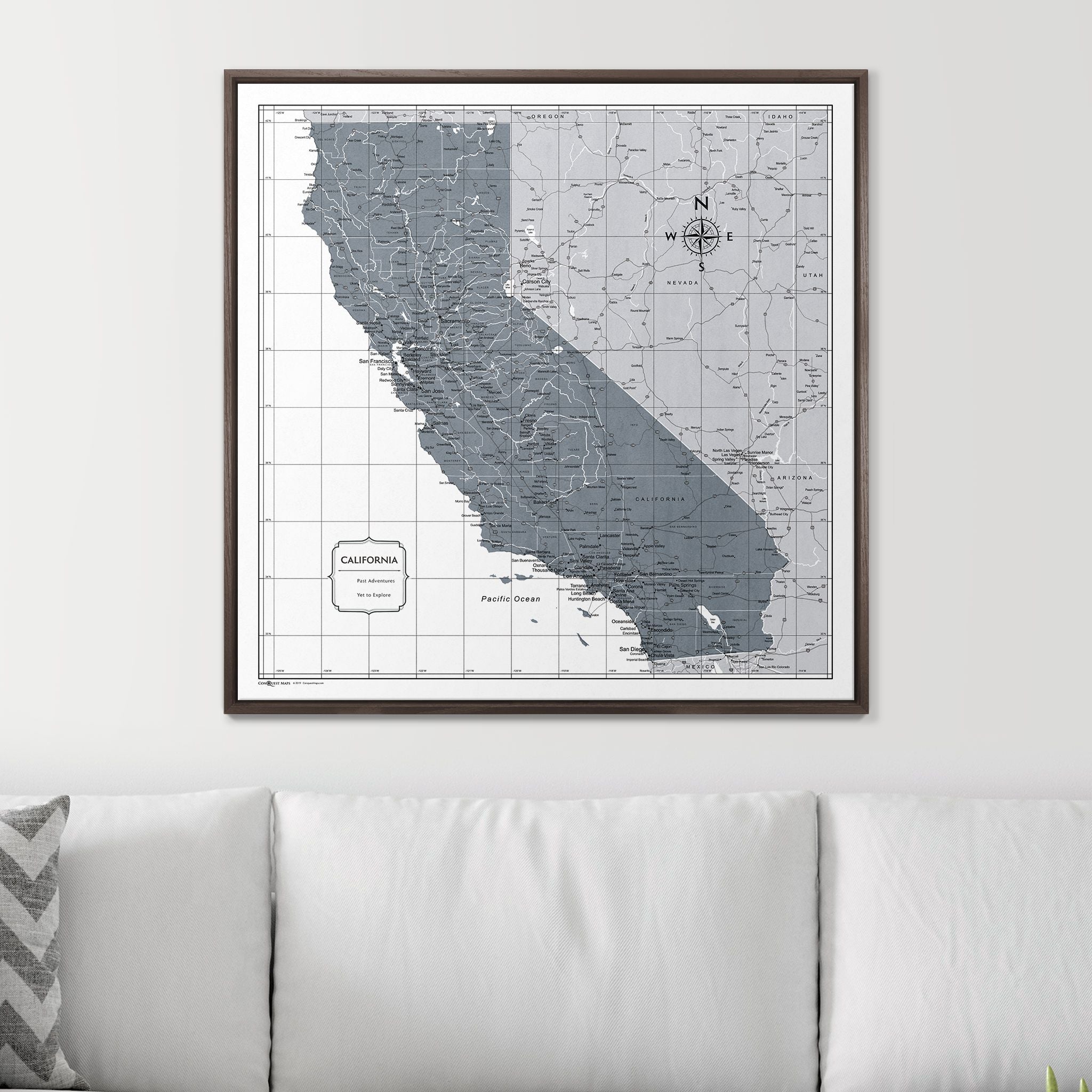 Push Pin California Map (Pin Board) - Dark Gray Color Splash CM Pin Board