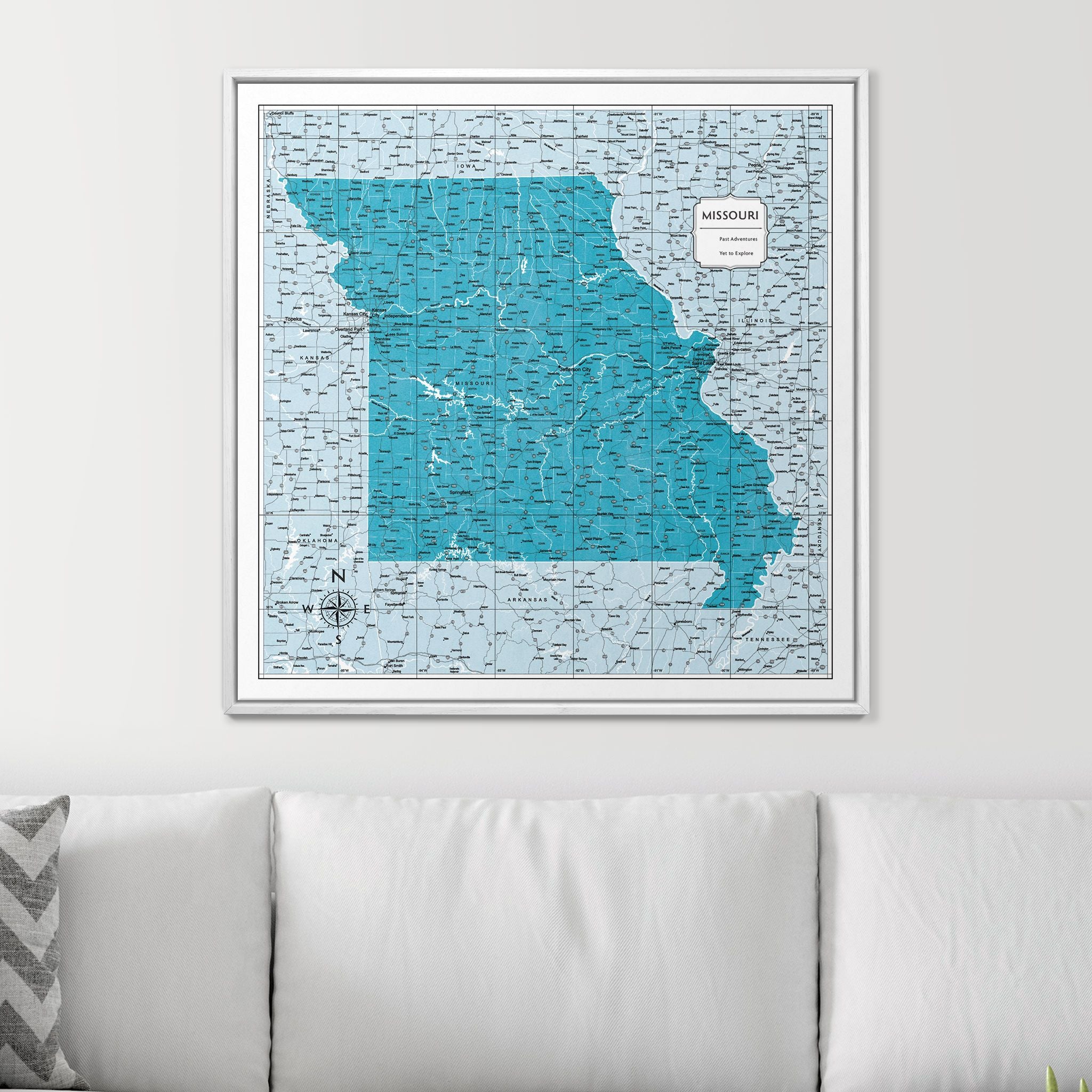 Push Pin Missouri Map (Pin Board) - Teal Color Splash CM Pin Board