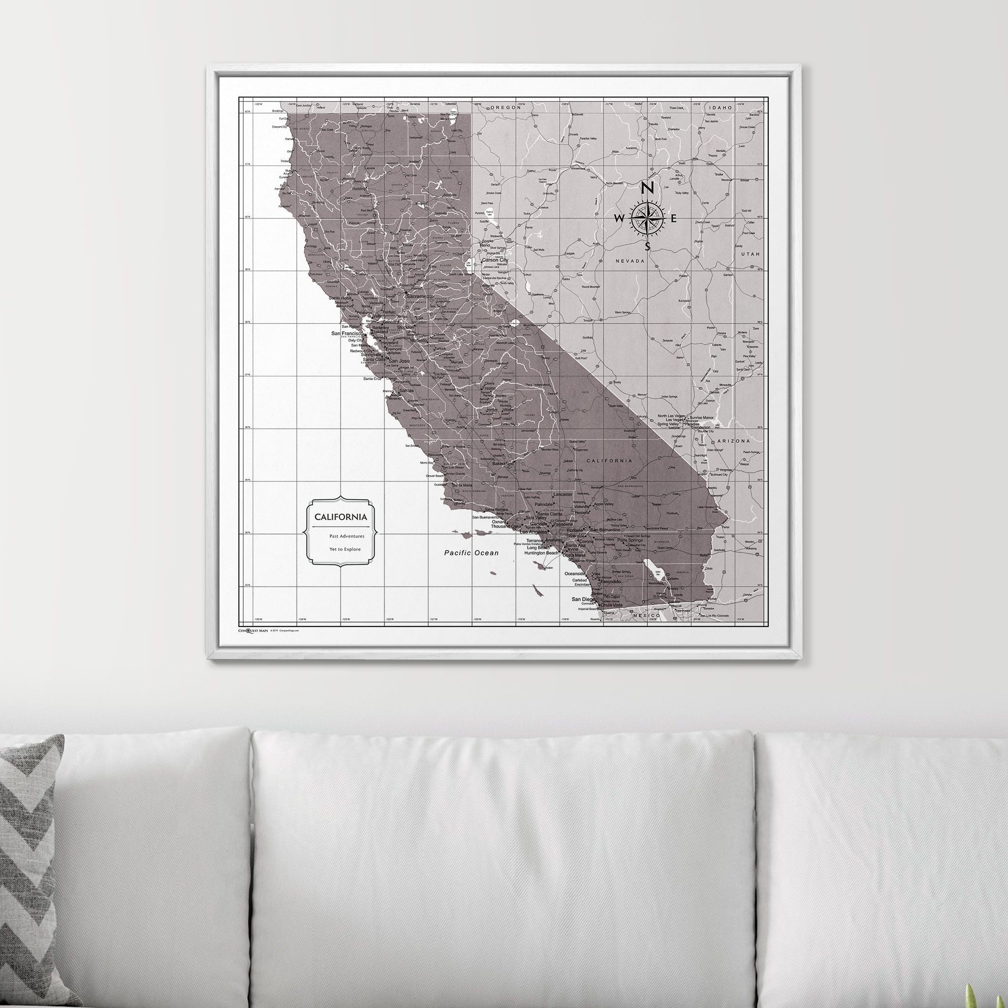 Push Pin California Map (Pin Board) - Dark Brown Color Splash CM Pin Board