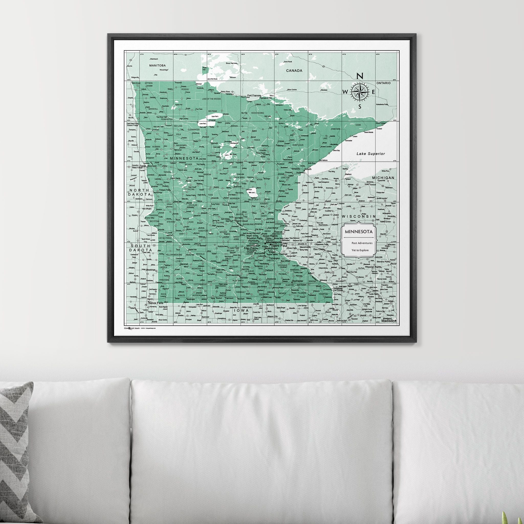 Push Pin Minnesota Map (Pin Board) - Green Color Splash CM Pin Board