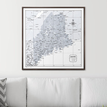 Push Pin Maine Map (Pin Board) - Light Gray Color Splash CM Pin Board