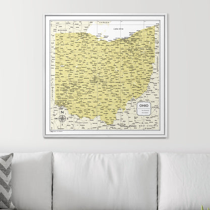 Push Pin Ohio Map (Pin Board) - Yellow Color Splash CM Pin Board