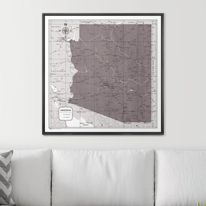 Push Pin Arizona Map (Pin Board) - Dark Brown Color Splash CM Pin Board