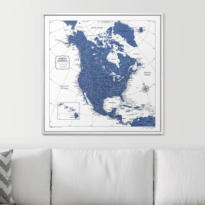 Push Pin North America Map (Pin Board) - Navy Color Splash CM Pin Board