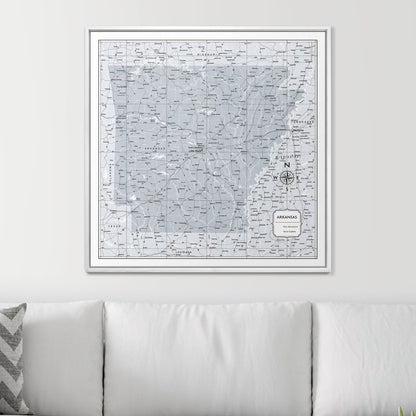 Push Pin Arkansas Map (Pin Board) - Light Gray Color Splash CM Pin Board