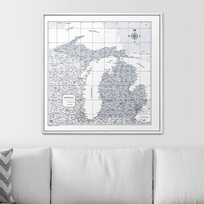 Push Pin Michigan Map (Pin Board) - Light Gray Color Splash CM Pin Board