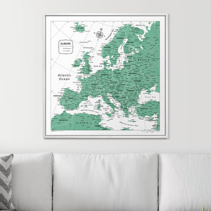 Push Pin Europe Map (Pin Board) - Green Color Splash CM Pin Board