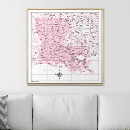 Push Pin Louisiana Map (Pin Board) - Pink Color Splash CM Pin Board