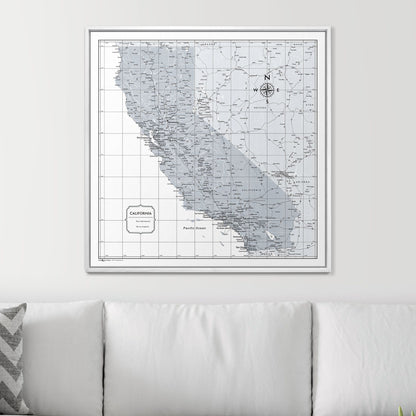 Push Pin California Map (Pin Board) - Light Gray Color Splash CM Pin Board