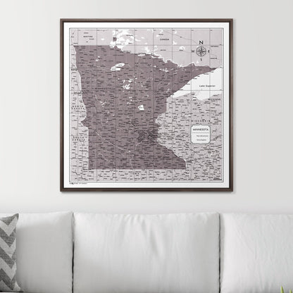 Push Pin Minnesota Map (Pin Board) - Dark Brown Color Splash CM Pin Board