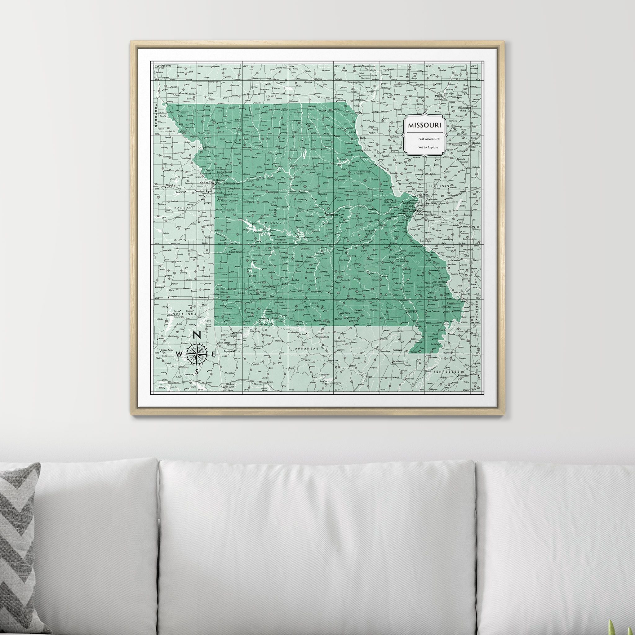 Push Pin Missouri Map (Pin Board) - Green Color Splash CM Pin Board