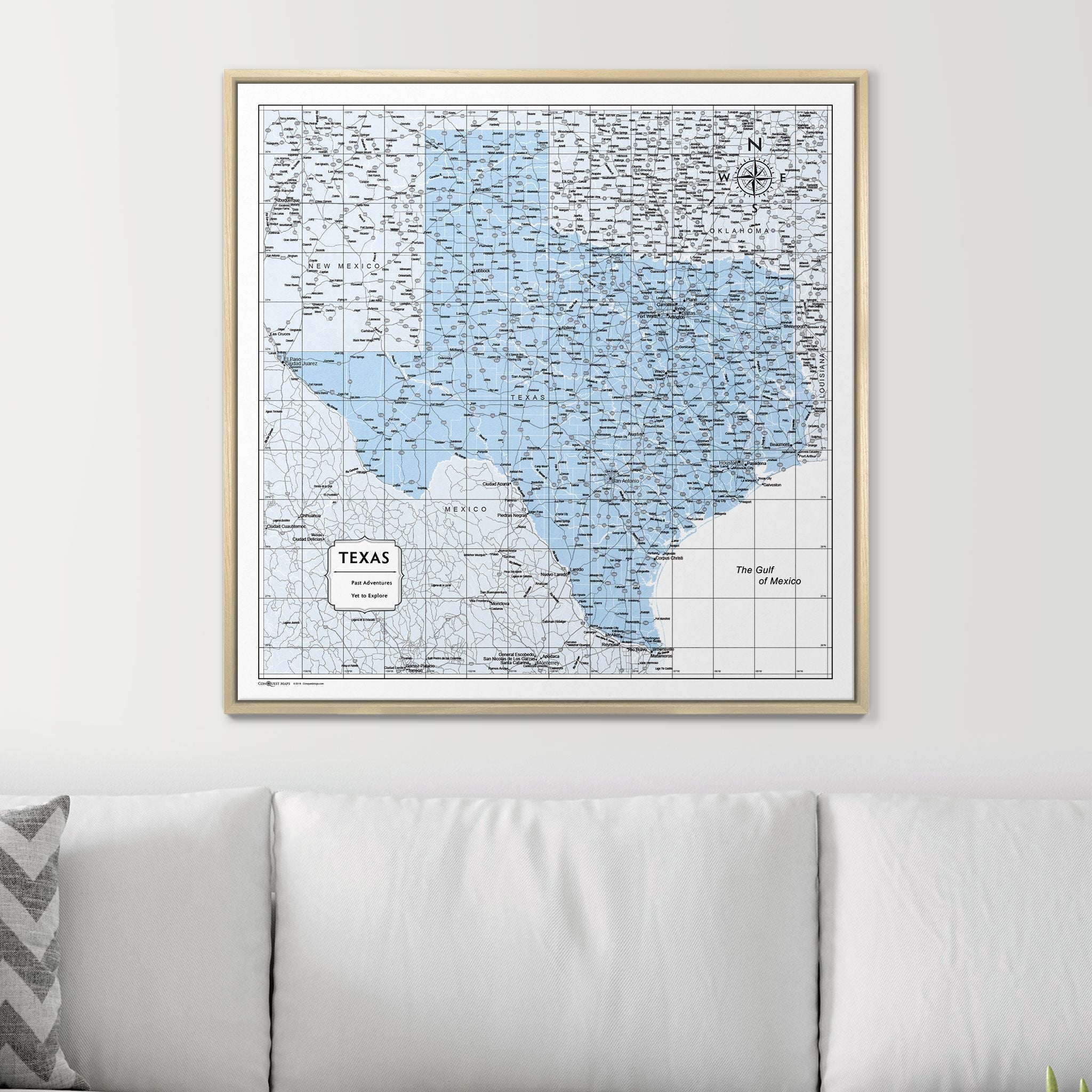 Push Pin Texas Map (Pin Board) - Light Blue Color Splash CM Pin Board