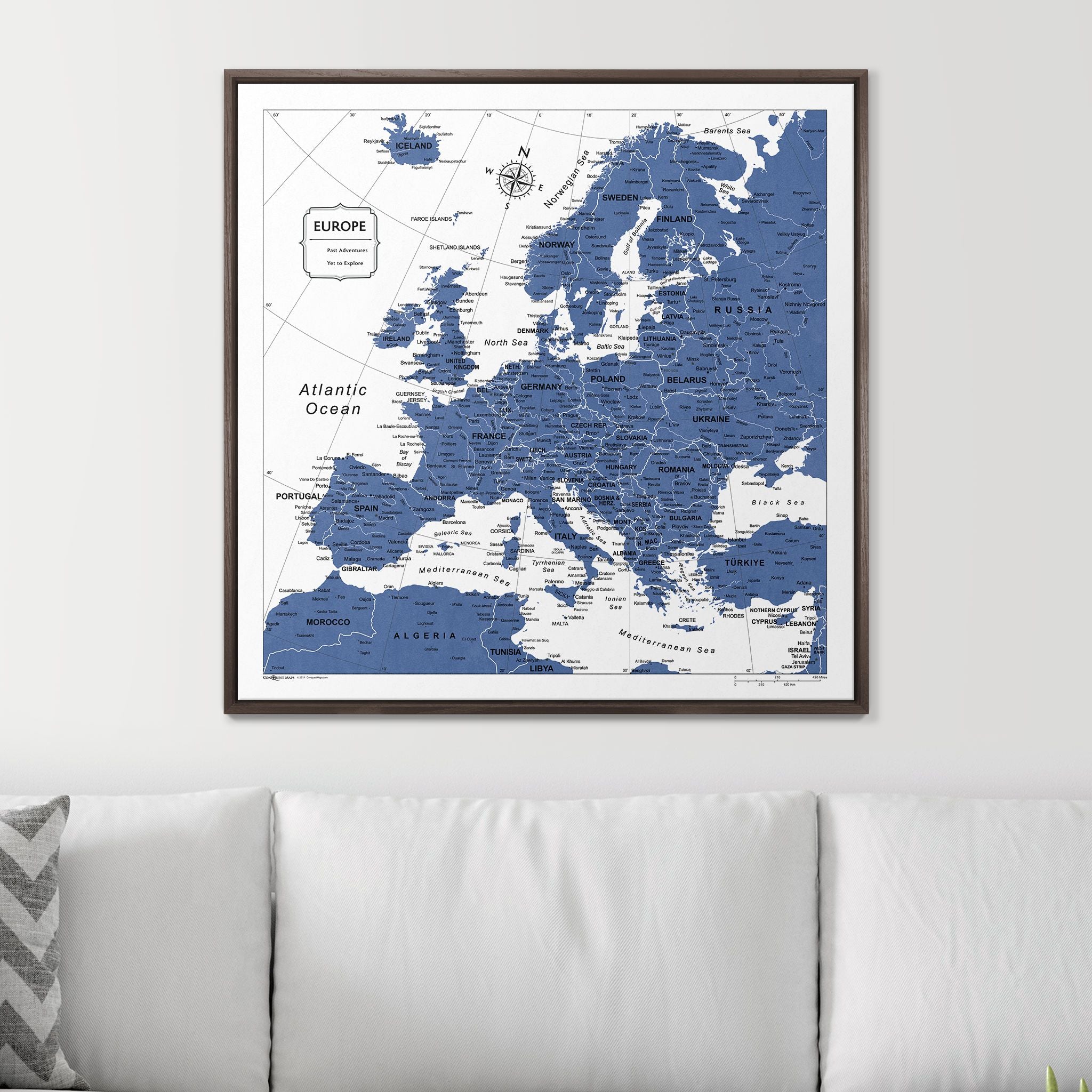 Push Pin Europe Map (Pin Board) - Navy Color Splash CM Pin Board