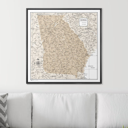 Push Pin Georgia Map (Pin Board) - Light Brown Color Splash CM Pin Board