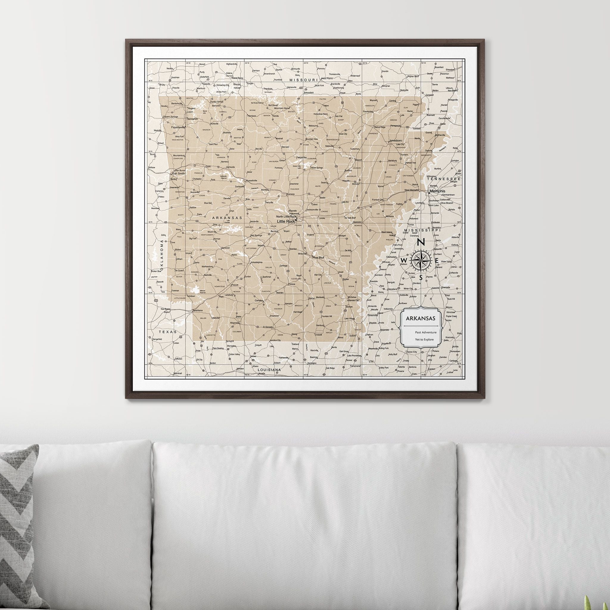 Push Pin Arkansas Map (Pin Board) - Light Brown Color Splash CM Pin Board