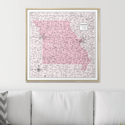 Push Pin Missouri Map (Pin Board) - Pink Color Splash CM Pin Board