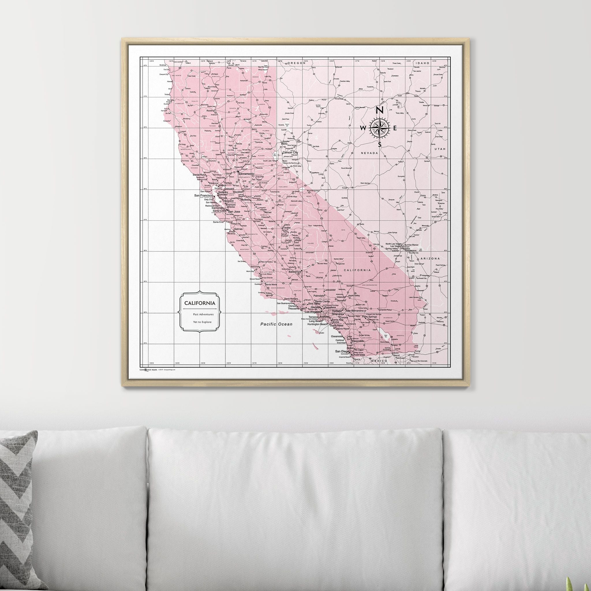 Push Pin California Map (Pin Board) - Pink Color Splash CM Pin Board