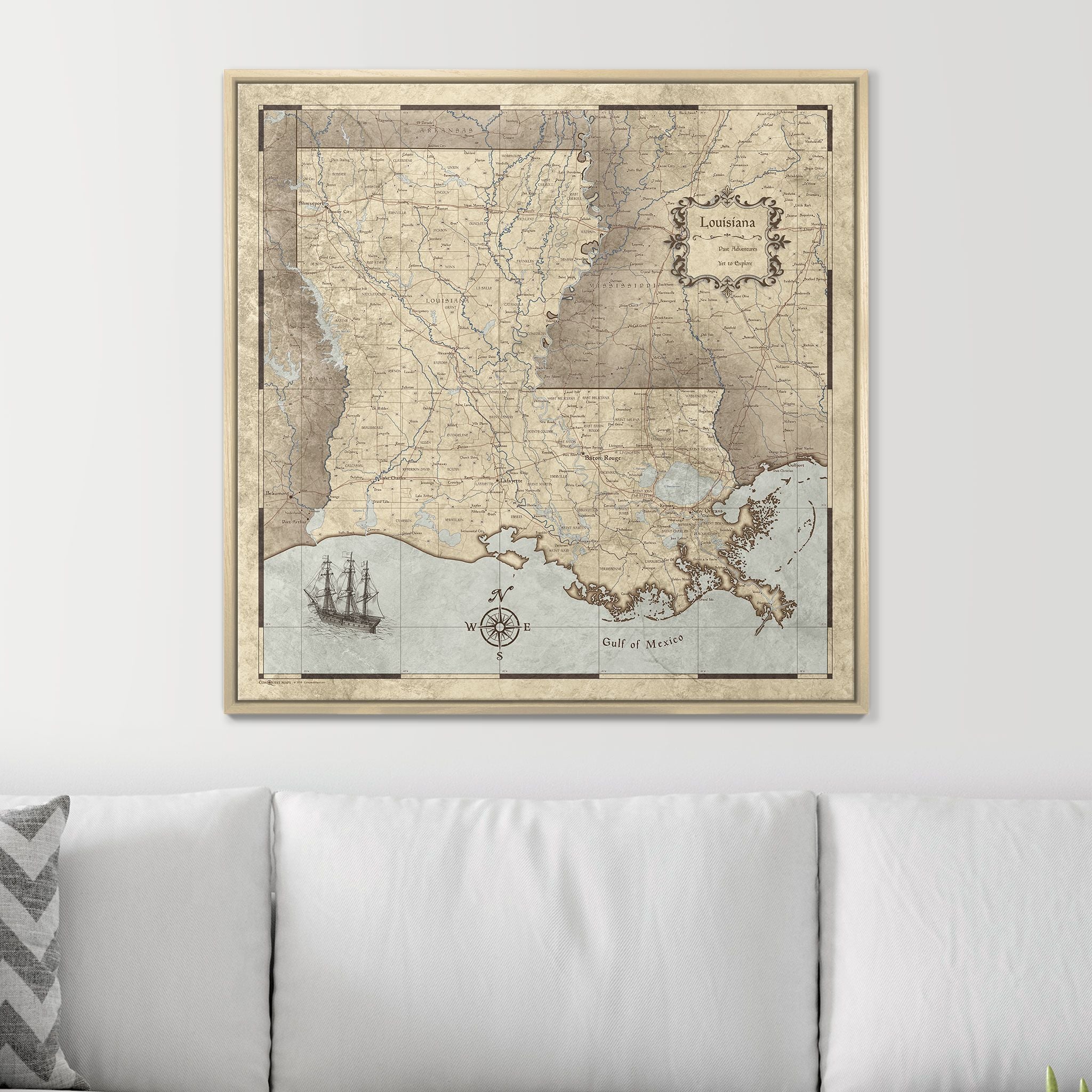 Push Pin Louisiana Map (Pin Board) - Rustic Vintage CM Pin Board