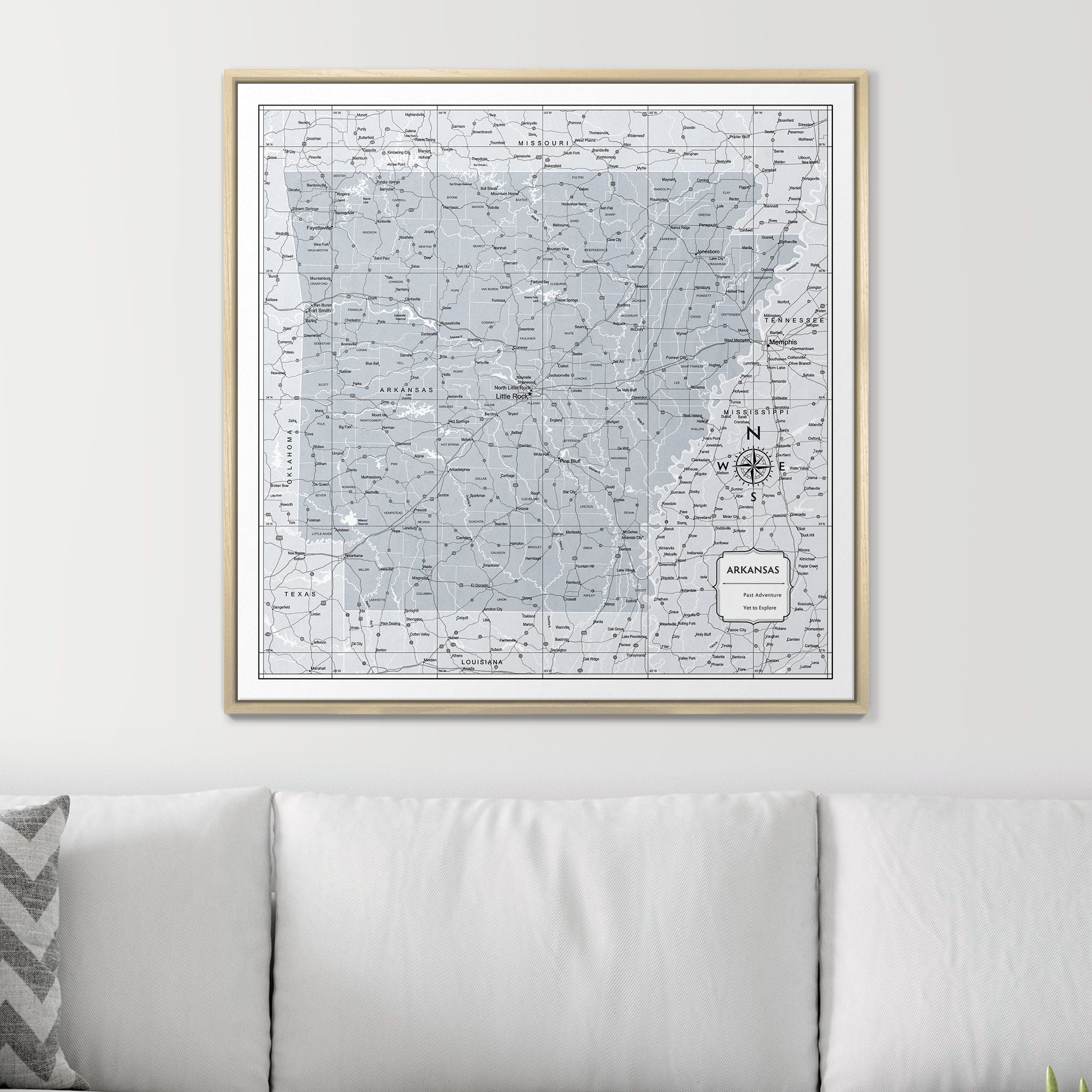 Push Pin Arkansas Map (Pin Board) - Light Gray Color Splash CM Pin Board