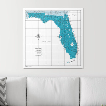 Push Pin Florida Map (Pin Board) - Teal Color Splash CM Pin Board