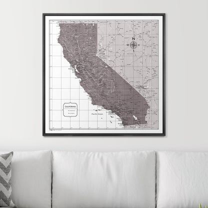 Push Pin California Map (Pin Board) - Dark Brown Color Splash CM Pin Board