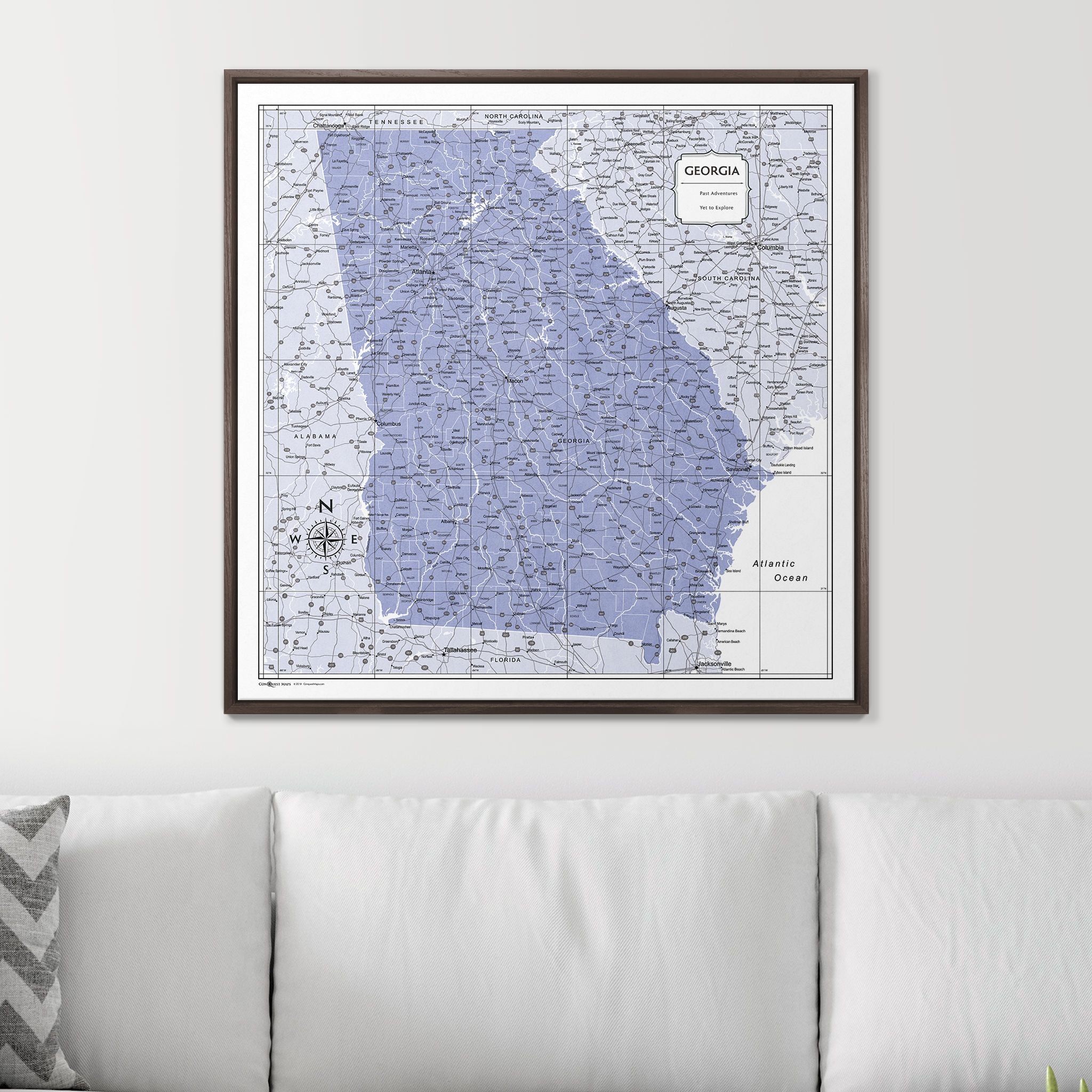 Push Pin Georgia Map (Pin Board) - Purple Color Splash CM Pin Board