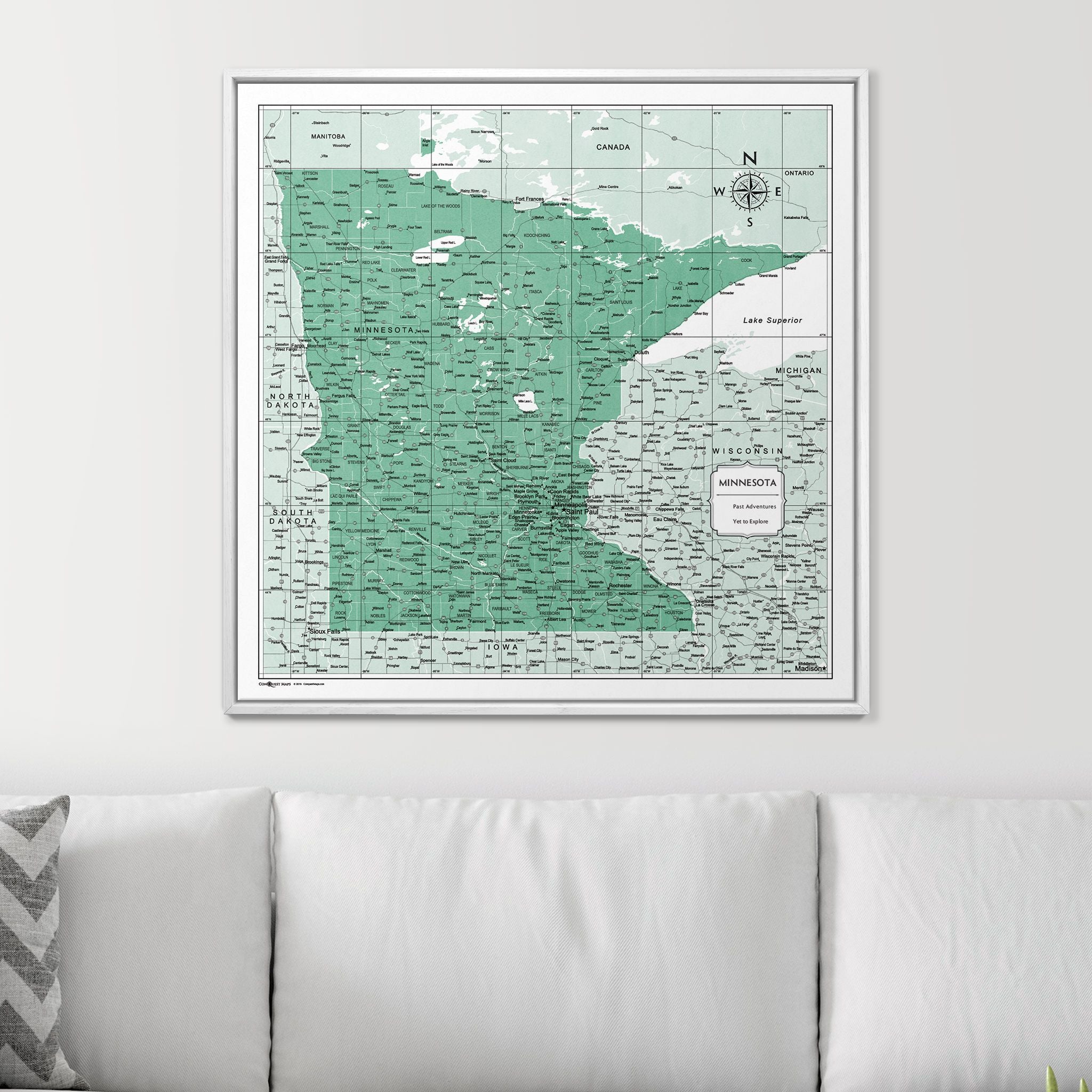 Push Pin Minnesota Map (Pin Board) - Green Color Splash CM Pin Board