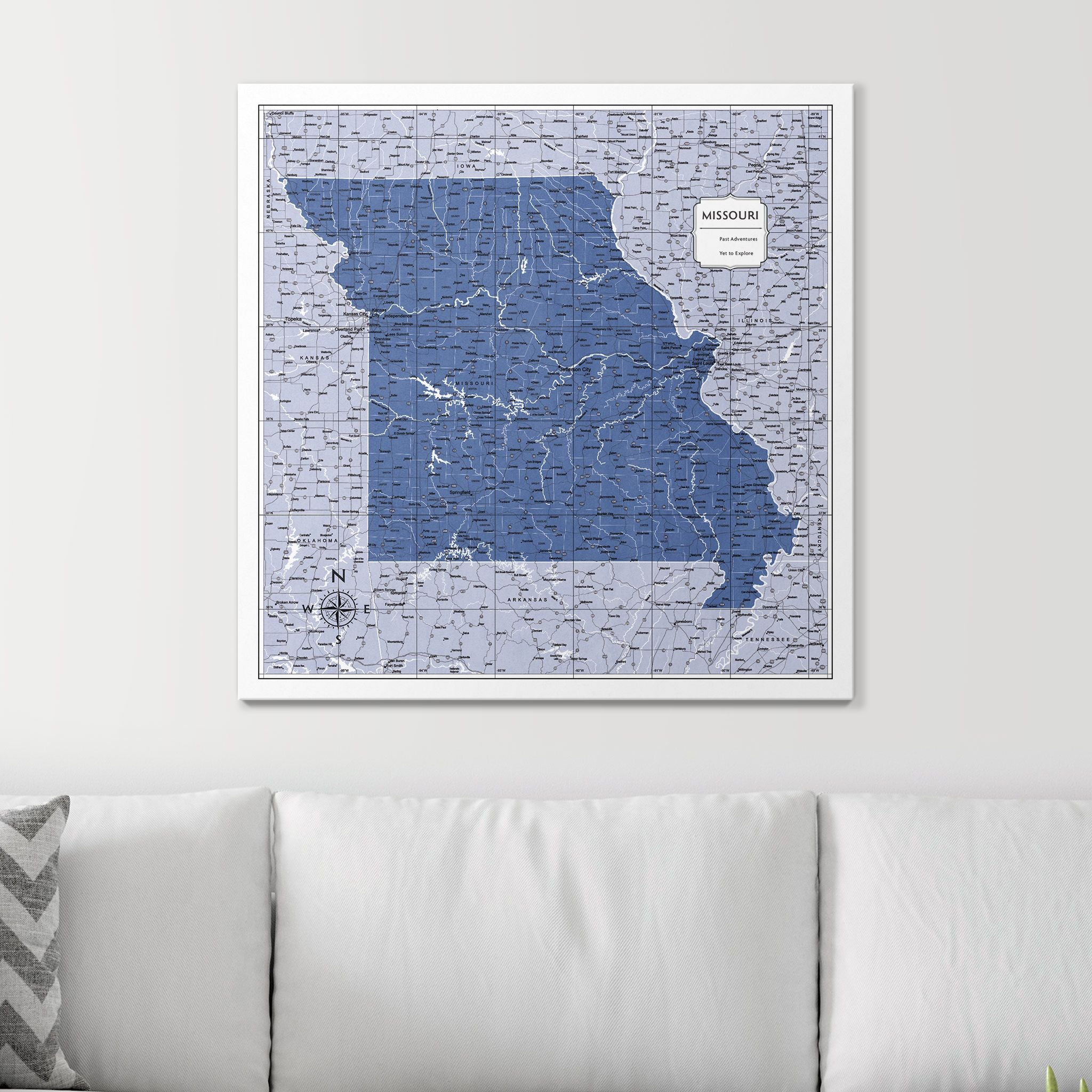 Push Pin Missouri Map (Pin Board) - Navy Color Splash CM Pin Board