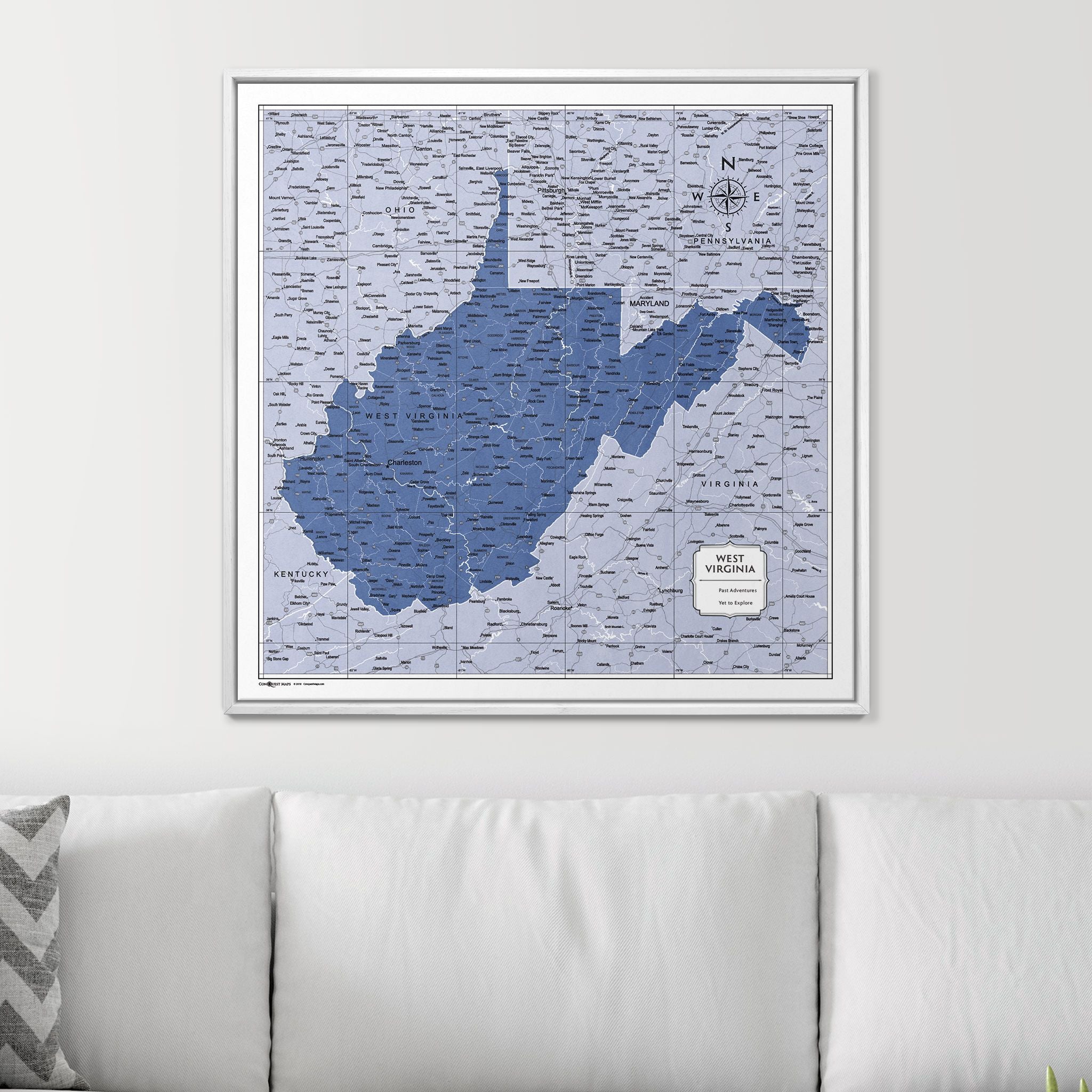 Push Pin West Virginia Map (Pin Board) - Navy Color Splash CM Pin Board