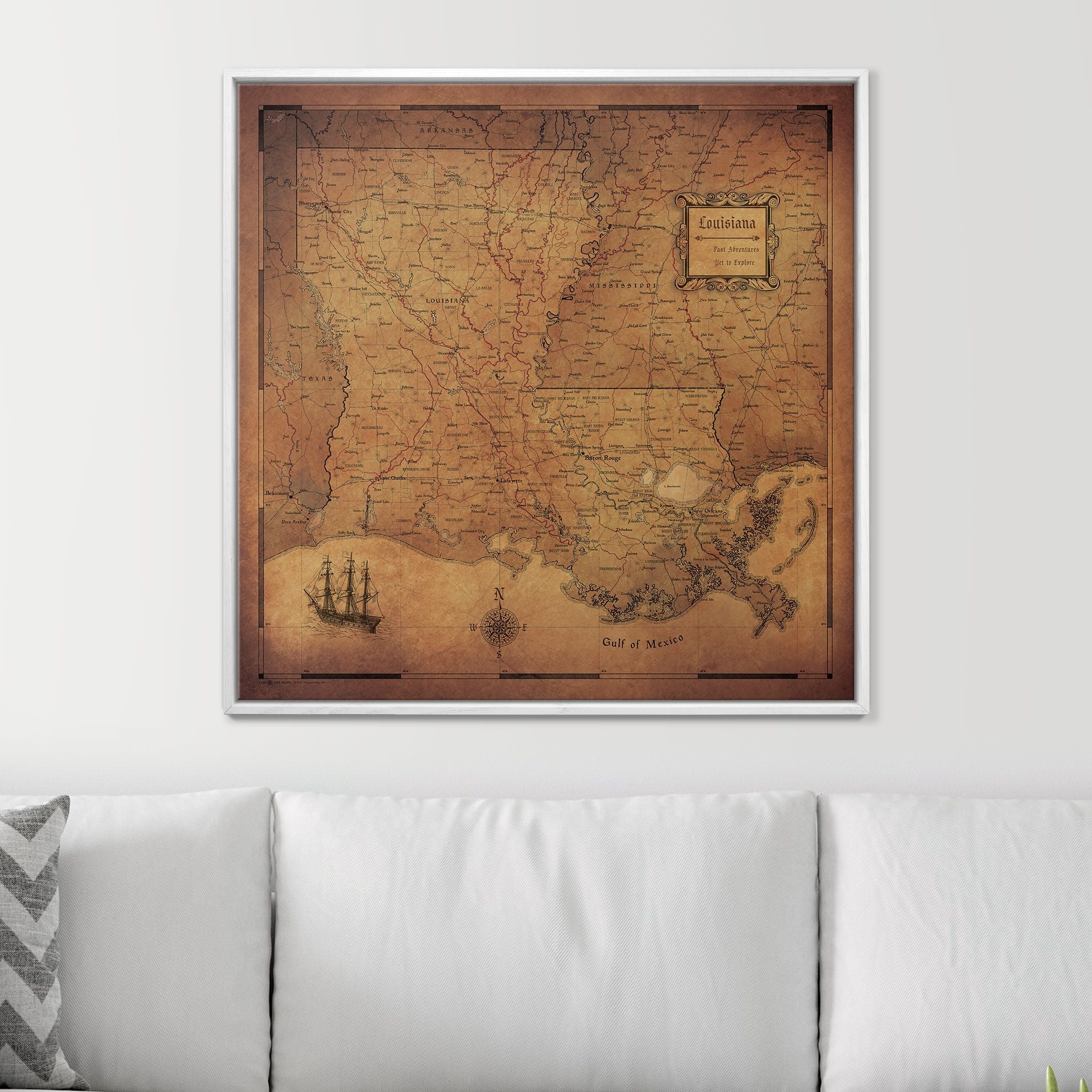 Push Pin Louisiana Map (Pin Board) - Golden Aged CM Pin Board