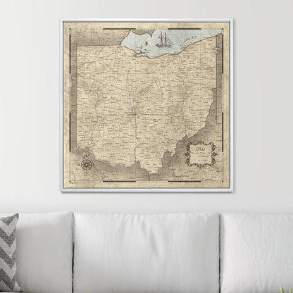 Push Pin Ohio Map (Pin Board) - Rustic Vintage CM Pin Board