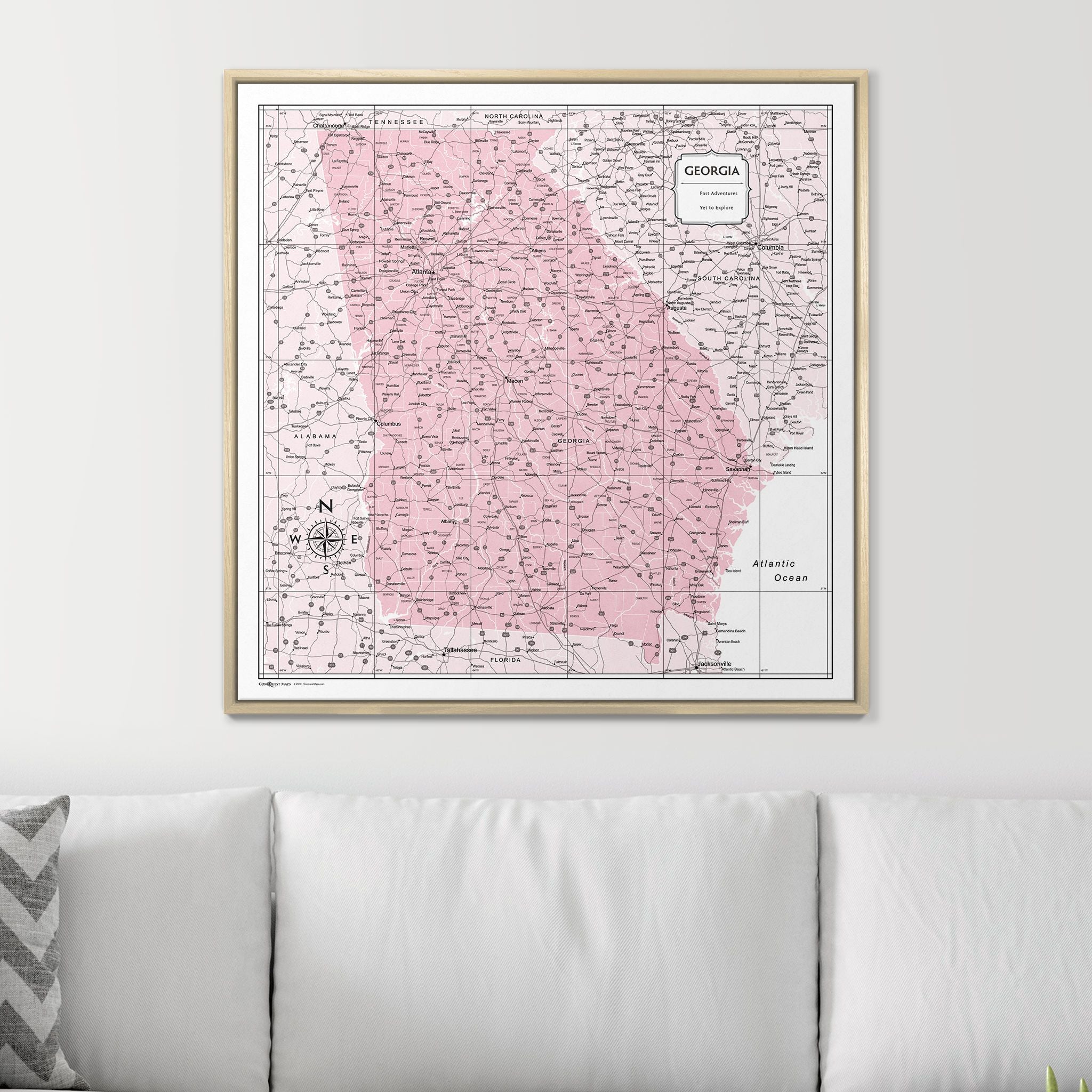 Push Pin Georgia Map (Pin Board) - Pink Color Splash CM Pin Board