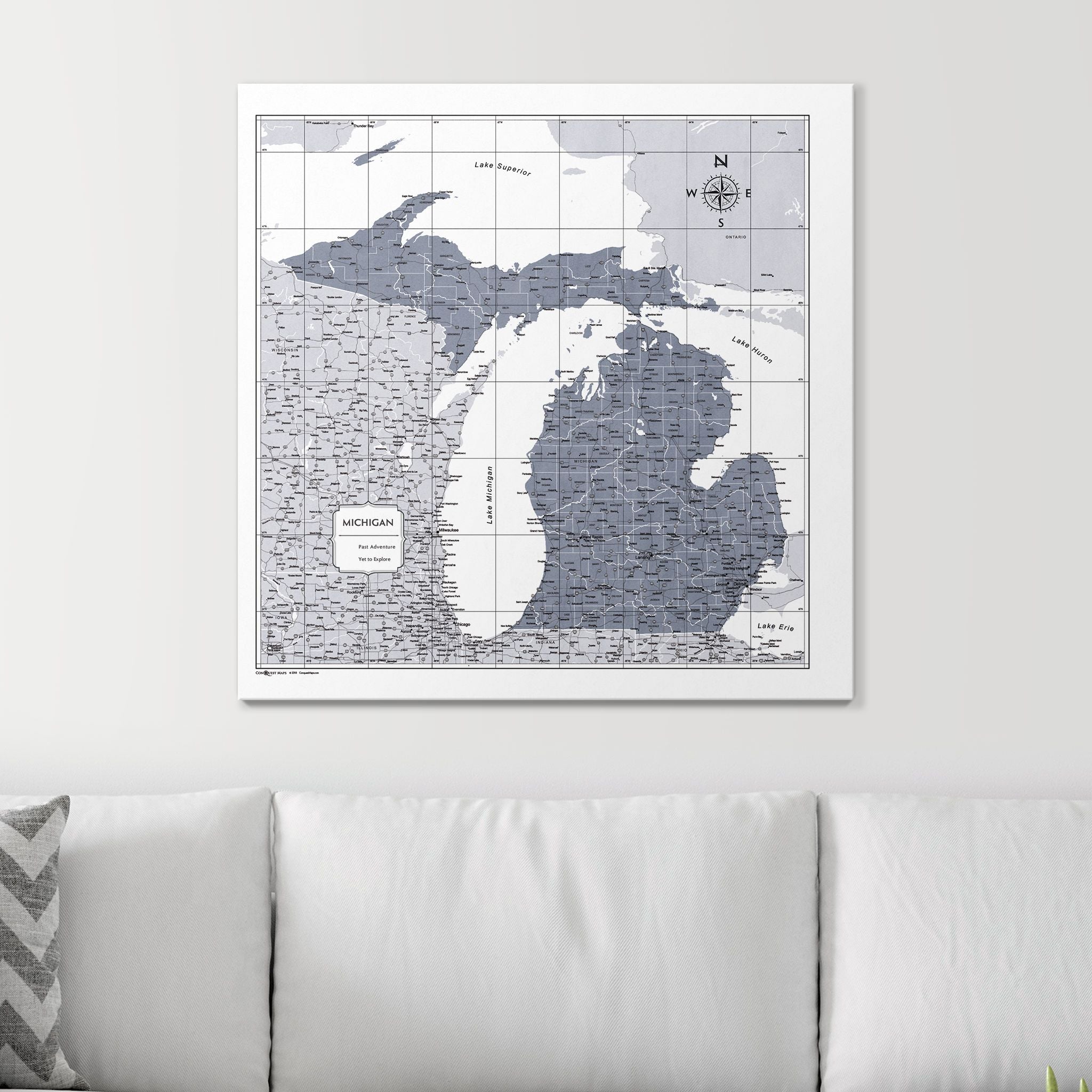 Push Pin Michigan Map (Pin Board) - Dark Gray Color Splash CM Pin Board