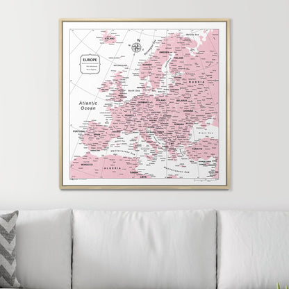 Push Pin Europe Map (Pin Board) - Pink Color Splash CM Pin Board