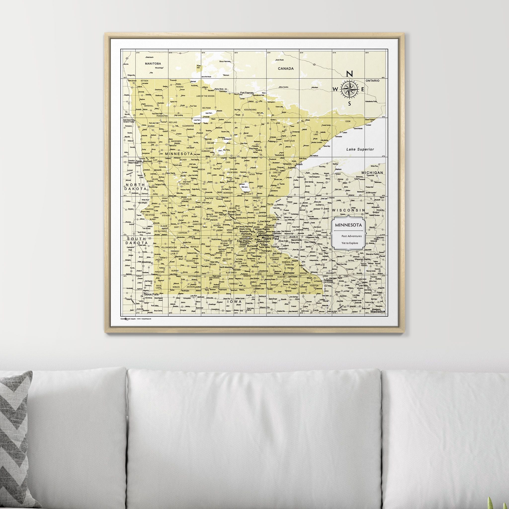 Push Pin Minnesota Map (Pin Board) - Yellow Color Splash CM Pin Board