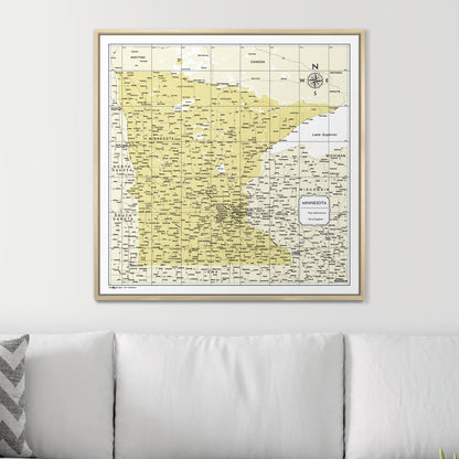 Push Pin Minnesota Map (Pin Board) - Yellow Color Splash CM Pin Board