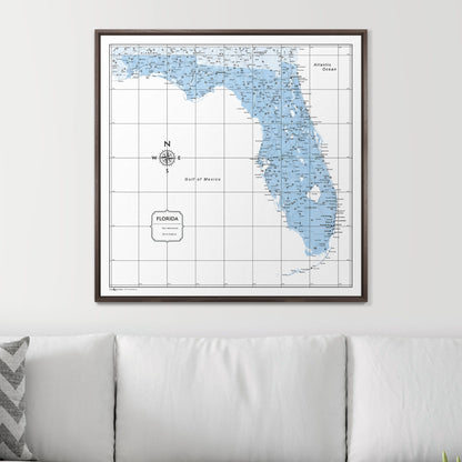 Push Pin Florida Map (Pin Board) - Light Blue Color Splash CM Pin Board