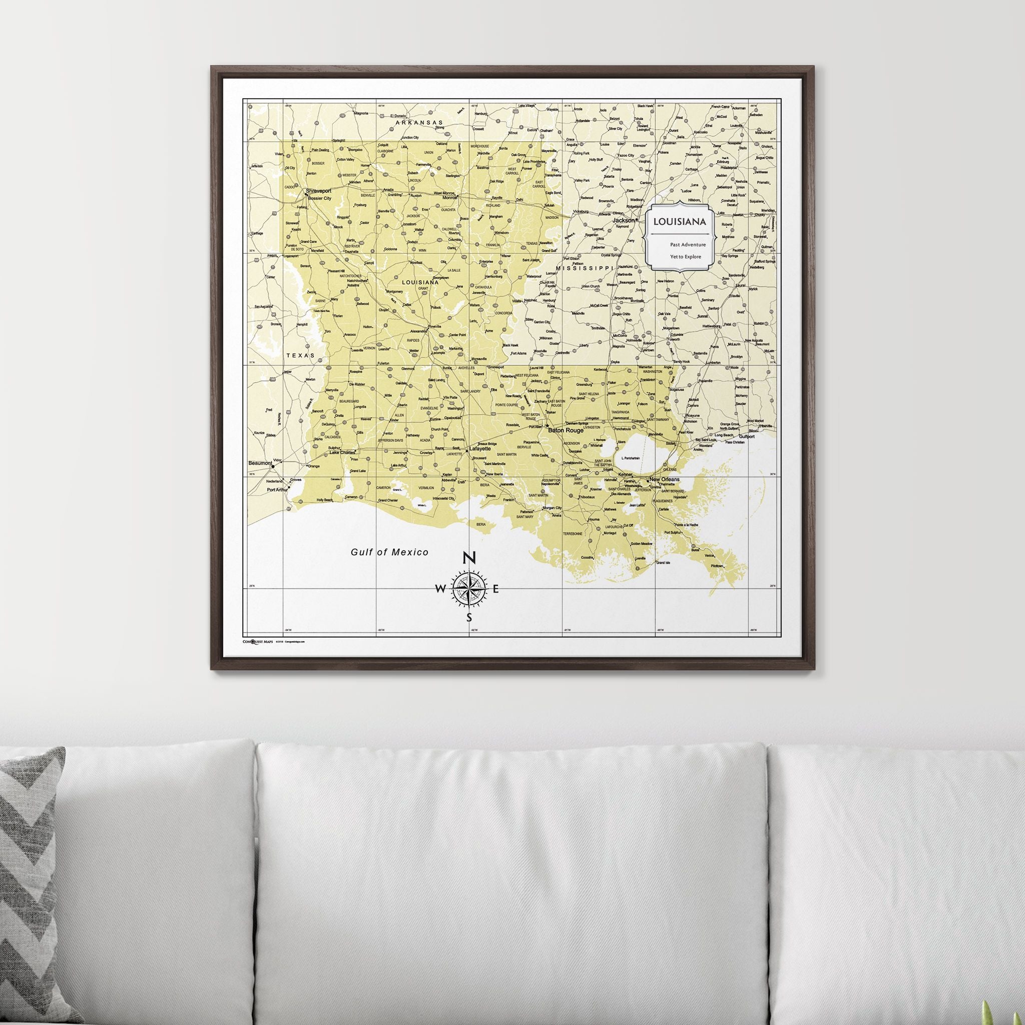 Push Pin Louisiana Map (Pin Board) - Yellow Color Splash CM Pin Board