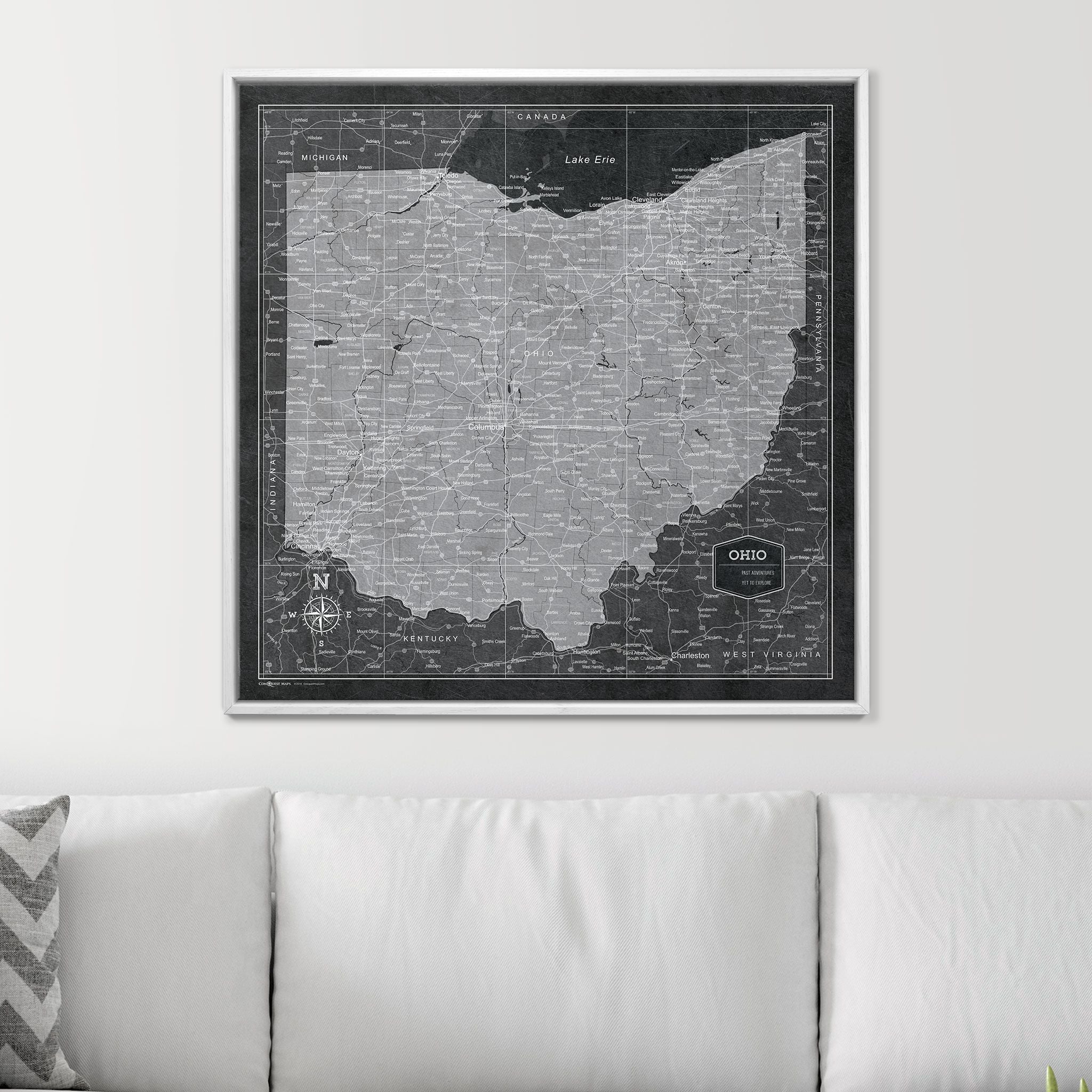 Push Pin Ohio Map (Pin Board) - Modern Slate CM Pin Board