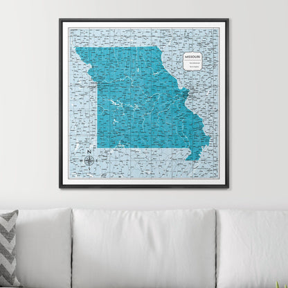 Push Pin Missouri Map (Pin Board) - Teal Color Splash CM Pin Board