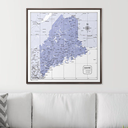 Push Pin Maine Map (Pin Board) - Purple Color Splash CM Pin Board