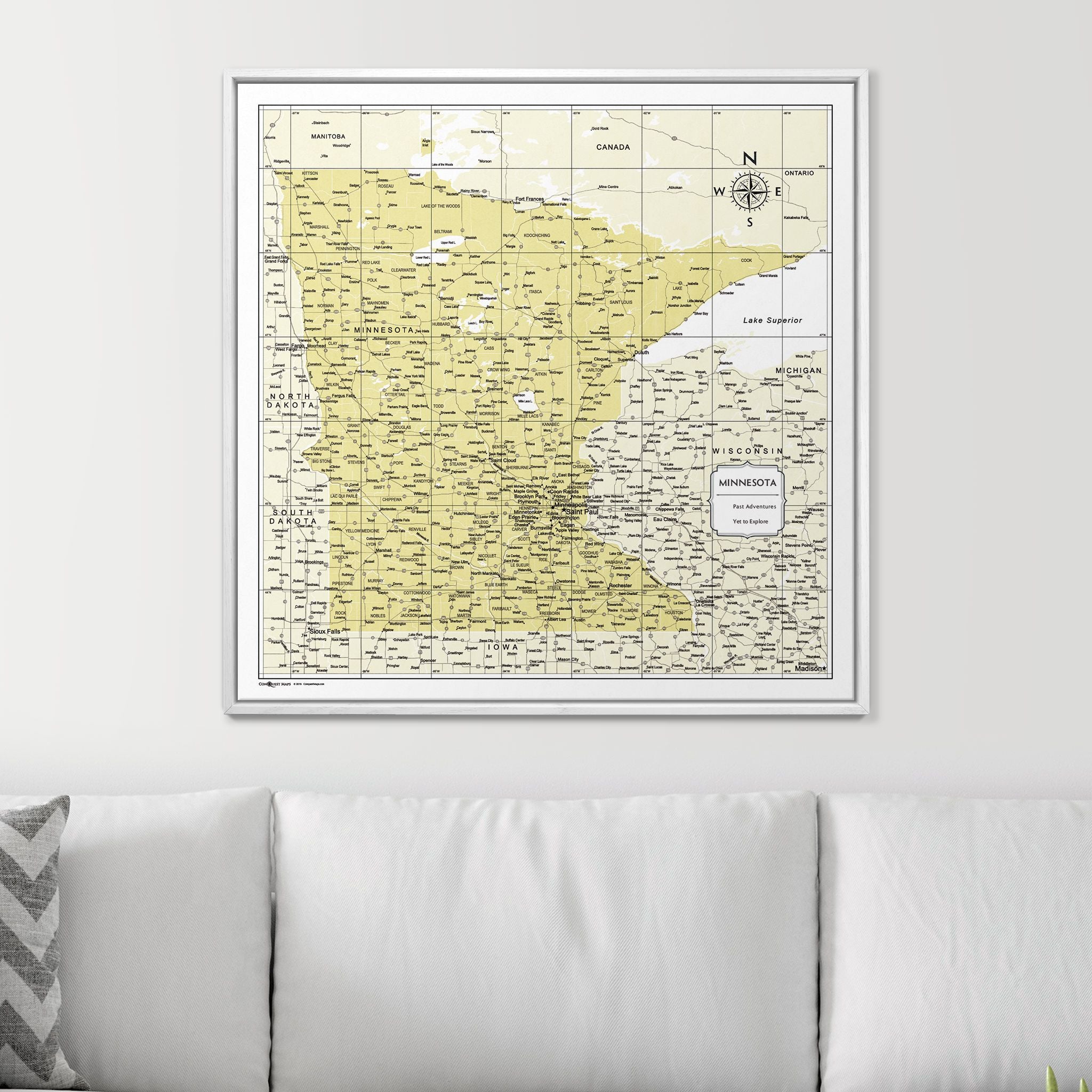 Push Pin Minnesota Map (Pin Board) - Yellow Color Splash CM Pin Board