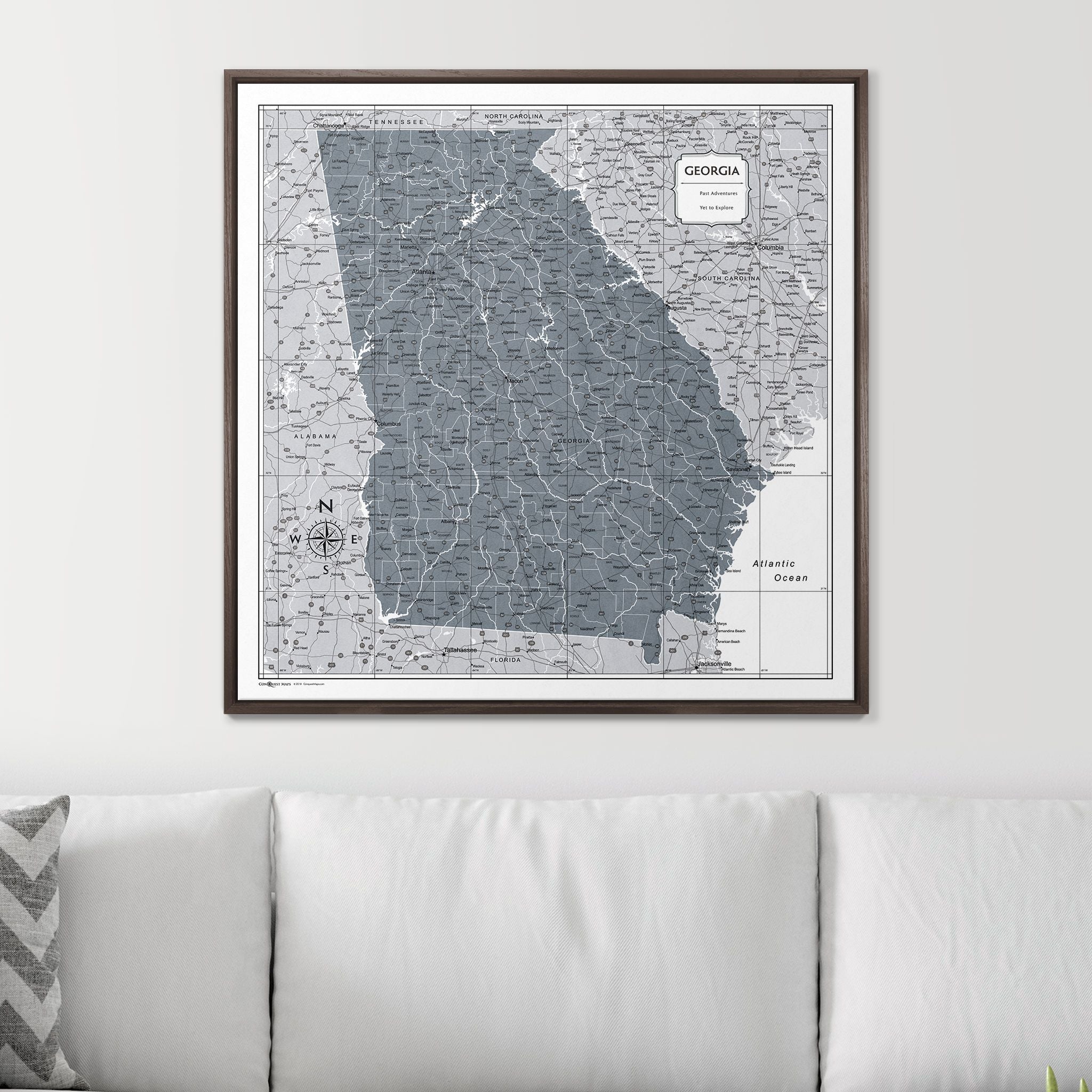 Push Pin Georgia Map (Pin Board) - Dark Gray Color Splash CM Pin Board