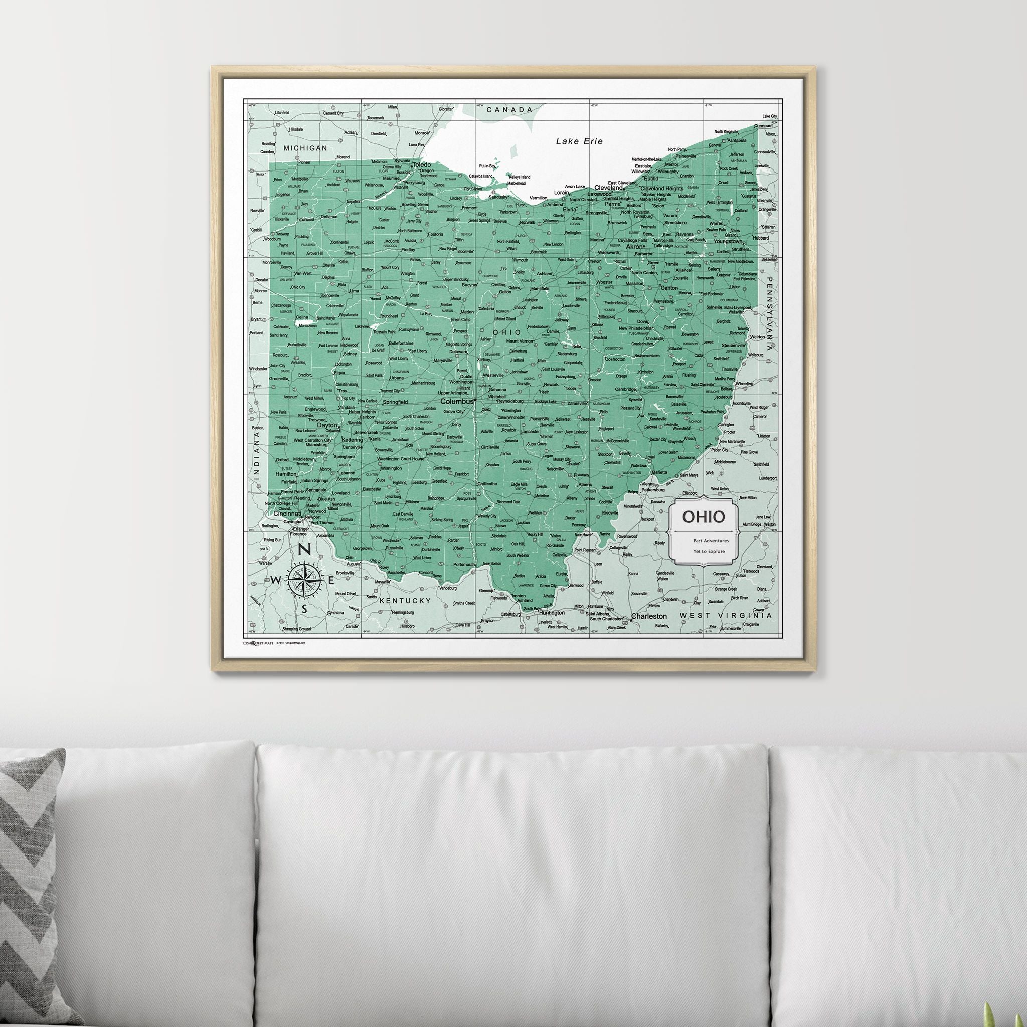 Push Pin Ohio Map (Pin Board) - Green Color Splash CM Pin Board