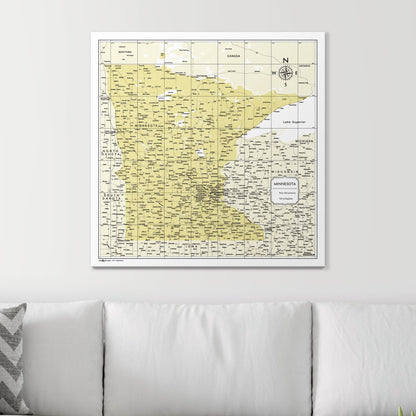 Push Pin Minnesota Map (Pin Board) - Yellow Color Splash CM Pin Board