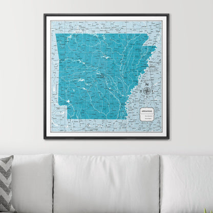 Push Pin Arkansas Map (Pin Board) - Teal Color Splash CM Pin Board